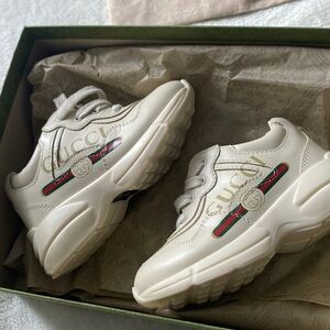 TODDLER RHYTON GUCCI LOGO LEATHER SNEAKER SIZE 21